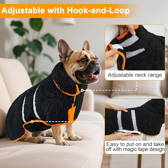 Dog Bathrobe Super Absorbent Dog Towels Large Quick Drying Robes for After Bath Soft Adjustable Warm Keeping Dogs Towel(S-XXL)