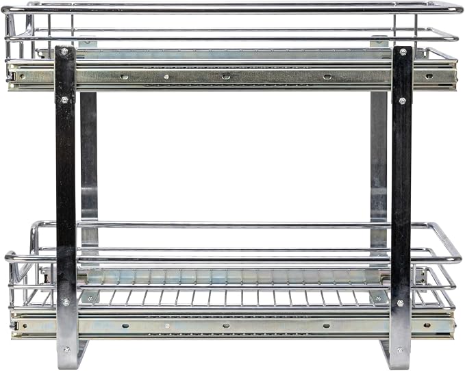 Household Essentials Chrome-Plated Steel Dual-Tier Slide-Out Organizer
