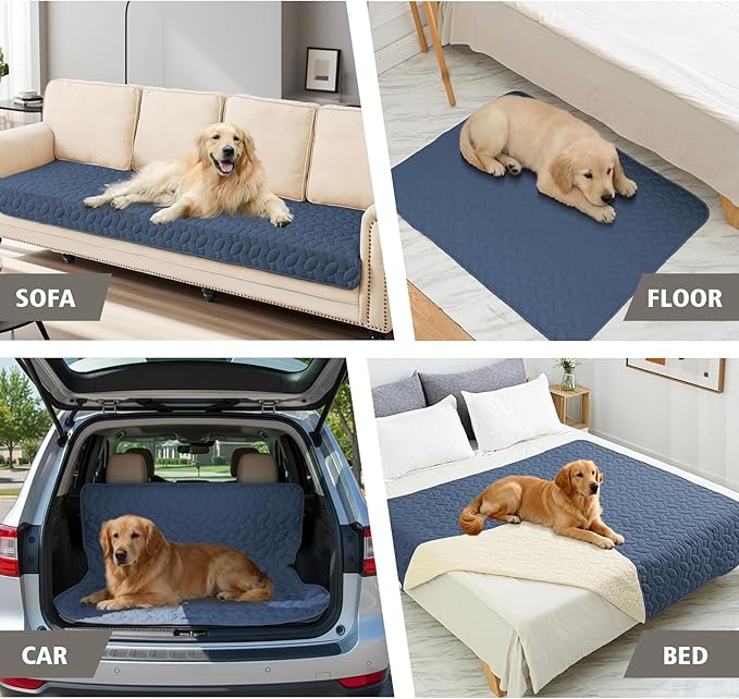 Ameritex Waterproof Pet Bed Cover Anti-Slip Dog Bed Blanket for Sofa and Furniture Waterproof New Pattern Design (Navyblue, 30x80 Inch (Pack of 1))