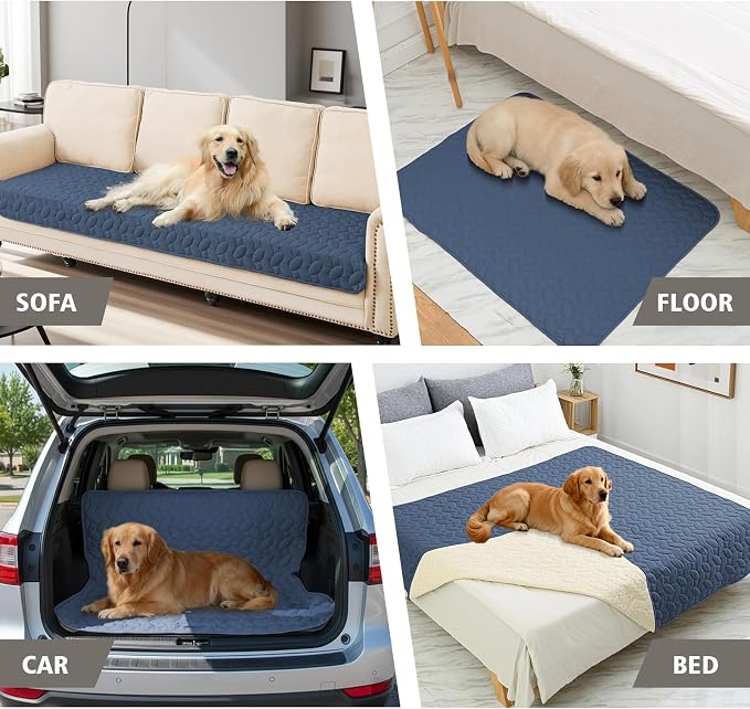 Ameritex Pet Bed Cover Dog Bed Blanket for Sofa and Furniture Waterproof New Pattern Design (68x82 Inch, Navyblue)