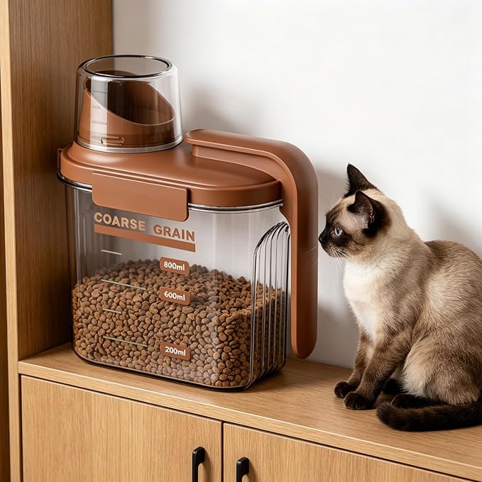 Sanitary Pet Bin with Sealed Cover and Break Design Good for Busy Households Portable Pet Food Carrier