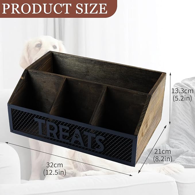 dog treat jar dog treat container for countertop Dog Treat Container Wooden grid snack storage box trapezoid cat treat jar Desktop treat bar