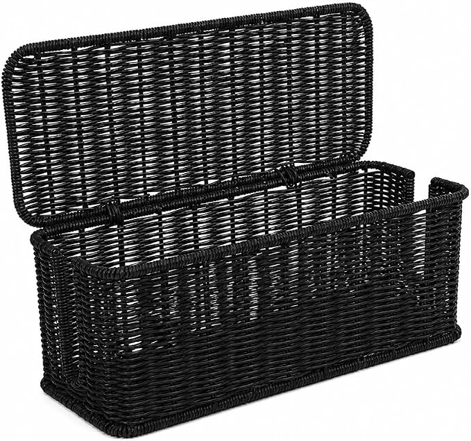 Cable Management Box, Handmade Rattan Cord Organizer for Power Strip | Open Slots Cord Hider for Power Strip, Router & USB Hub, Registered U.S. Design Patent