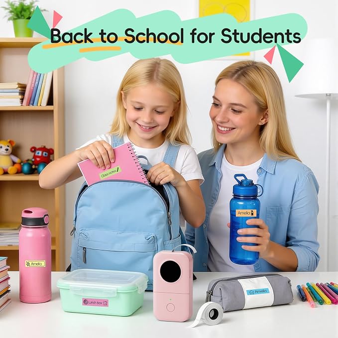 Phomemo Label Maker, Bluetooth Mini Portable Label Printer for Home School | Small Label Maker Machine with Tape, Lightweight Rich Templates Fonts Icons for Home, School Classroom Name Label, Office