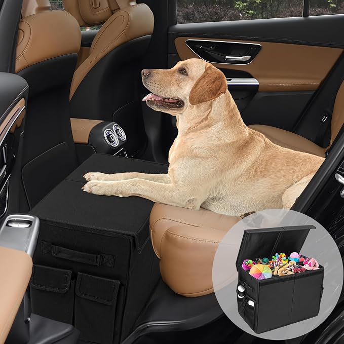 Dog Seat Extender for Dogs up to 200lbs, Dog Back Seat with Storage Pockets, Collapsible Front and Backseat Extender for Large, Medium and Small Dogs