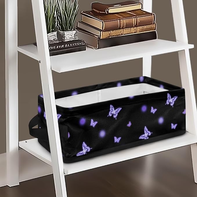 Purple Butterfly Toilet Paper Storage Basket for Back of Toilet Tanks, Decorative Modern Toilet Roll Storage Basket Bathroom Basket for Bedroom Living Room Countertop