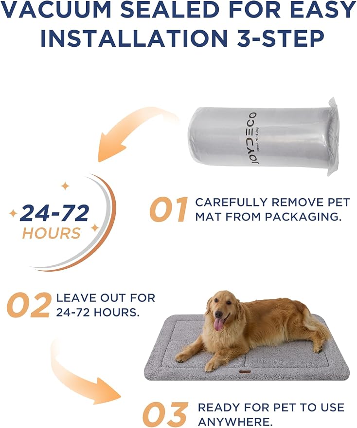 Joydeco Low Profile Dog Crate Mat Reversible Bed Pad, Washable Dog Pad Mat with Ultra Soft Fleece, Compact Design Kennel Beds Mats for Medium Small Pets, 29" x 21" Dark Gray