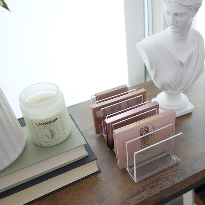 iDesign The Sarah Tanno Collection Plastic Cosmetics and Makeup Palette Organizer, 7-Compartment, Clear, 20.3 cm × 10.1 cm × 7.6 cm | 7-Compartment, Makeup Palette Organizer