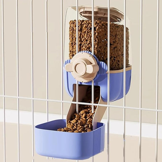 Pet Hanging Automatic Feeders Drinking Bowls，Gravity Rabbit Feeder and Water Set，Cage Cat Food Bowl Feeding Station for Puppy Kitten Chinchilla Hedgehog Guinea Pig Ferret (Pink Blue-Food)