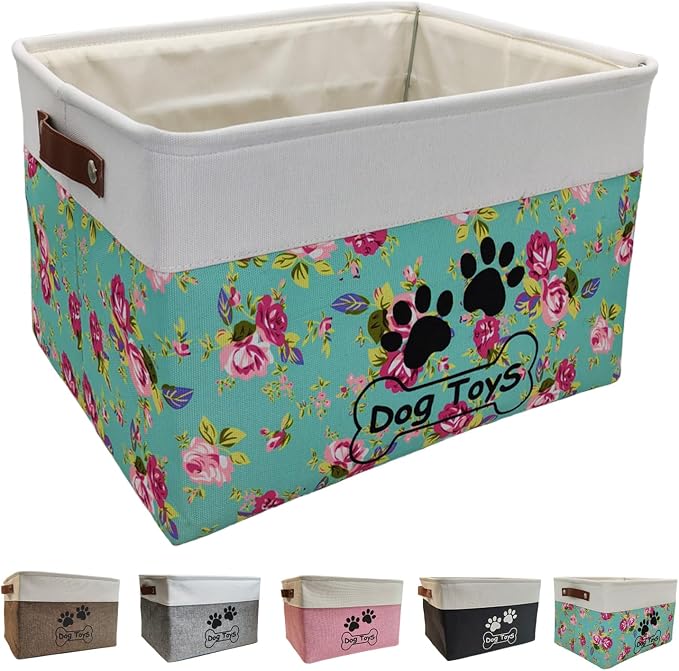 Collapsible Dog Toy Basket Foldable Dog Toy Box Bin for Pet Chew Toys Accessory