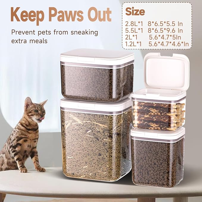 LivLab Mker 25 lb Airtight Dog Food Storage Container with Scoop | Large airtight BPA-free bin with measuring cup keeps up to 25 lb of dry dog or cat food, treats, rice, or flour organized.