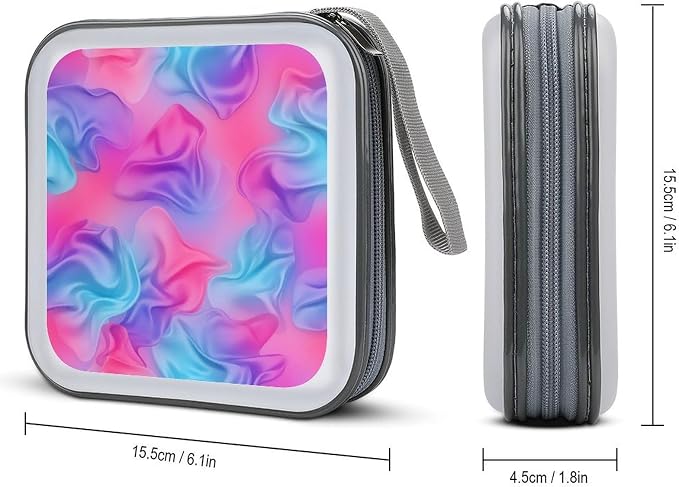 Protective 40-Disc CD/DVD Wallet Purple Rainbow Bisexual Pride Flag Art, Hard Plastic Storage Binder with Handle, Portable Organizer for Car Office Travel