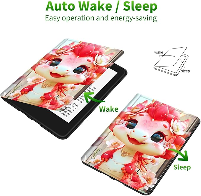 for Samsung Galaxy Tab A 8.0" 2017 SM-T380/T385 Case | Slim Leather Smart Cover with Multi-Angle Anti-Slip Stand [Auto Wake/Sleep] Shell for Women Men, Pink Dragon