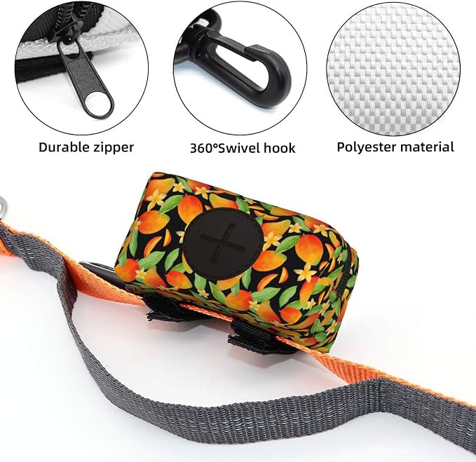 Mango Flower Pet Waste Bag Dispenser 0.2L | Portable Dog Poop Holder Waste Bag With Zipper Park Doggy Walking Accessory