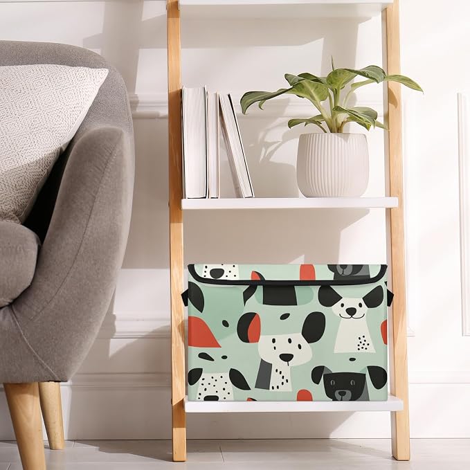 Funny Dog Storage Bins with Lids, Pet Puppy Foldable Storage Boxes with Carrying Handle Organizer Containers Baskets Cube for Home Bedroom Closet