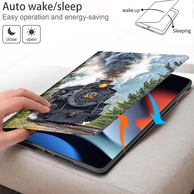 Bxgolkgd Tablet Case for Samsung Galaxy S10 Ultra 2024/S9 Ultra 2023/S8 Ultra 2022 14.6 Inch,Shockproof Stand Cover with Heat Dissipation,Auto Wake/Sleep Function,Vintage Steam Locomotive