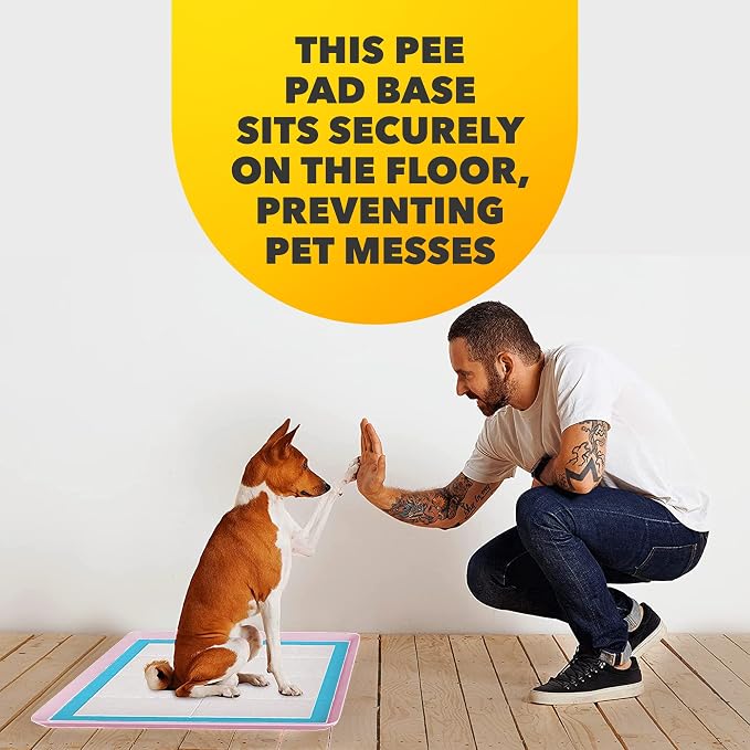 Dog Pee Pad Holder - Fits Up to 24” x 24” Pee Pad - 2 Pack - Rose | Stable Grip, Raised Edges, Quick-Wipe Silicone Surface Dog Potty Tray Holder for Indoor Flooring Protection