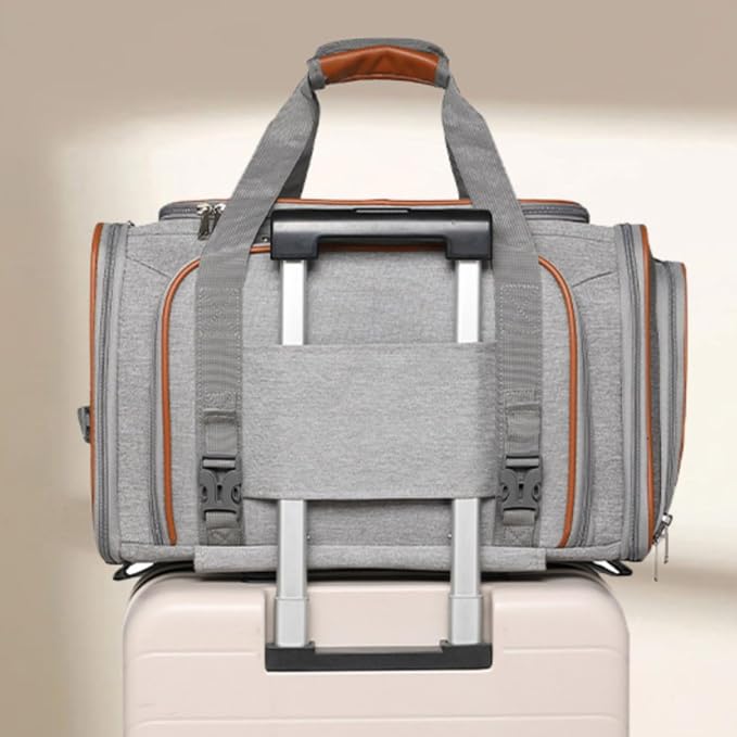 Generic Travel Carrier Pet Trolley Carrier Bag Crate Tote with Detachable Wheel Base and Extendable Handle Mesh Panels and Double Side Expansion Cationic
