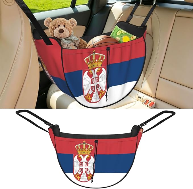 Flag of Serbia Car Seat Organizer-Backseat Storage Bag for Travel | Waterproof Durable. Holds Snacks Gear Essentials. Fits Most Cars.