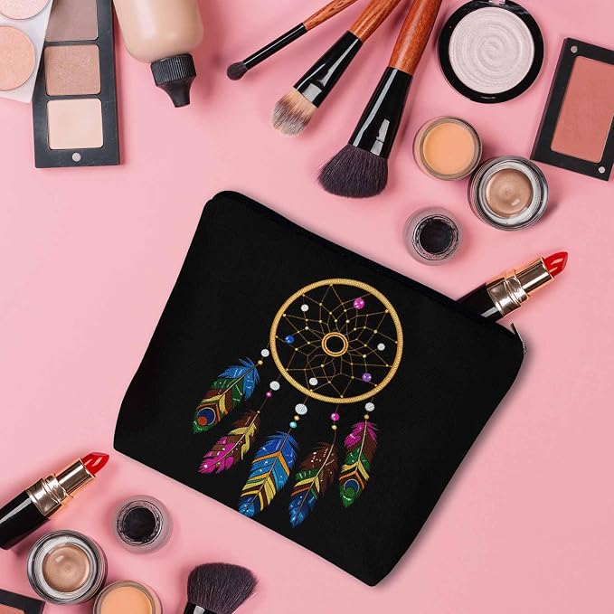 Woman Makeup Bag Dream Catcher, Native American Style Tribal Feathers Dream Catcher Makeup Bags Travel Cosmetic Bags Toiletry Makeup Organizer Pencil Pouch Cosmetic Bag For Owners Lady