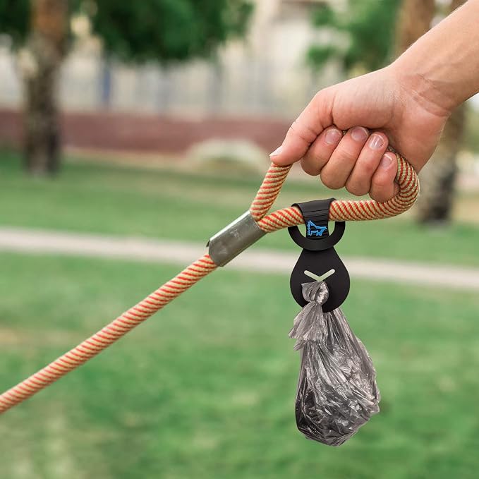 2 Pieces Dog Poop Bag Holder for Leash Waste Bag Carrier Dog Poop Bag Dispenser for Walking Running Bicycle Accessory (Black + Red)