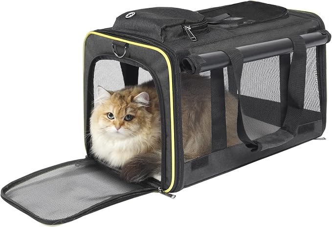 GAPZER Cat Carrier for Large Cats 20 lbs+ Soft Pet Kennel Bag for Small Dog | Privacy Protection Big Kitten Car Travel Cloth Carry Bag up to 20 lbs, Small Animal Portable Mesh Kennel Cage for Vet Visits