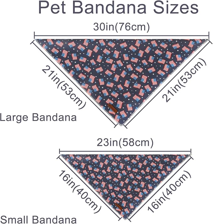 4th of July Dog Bandana, Patriotic Bandana for Medium Large Dog, Cute Patriotic Puppy Bandana, Cotton American Flag Pet Triangle Bid Scarf Kerchief for Girl Boy Dogs