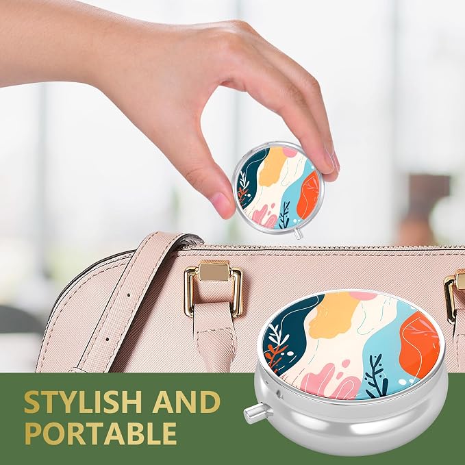 Pill Box, Small Pill Case for Purse & Pocket, Travel Medicine Organizer | Cute Travel Medicine Organizer, Portable Medicine Container Holder to Hold Vitamins, Medication, Fish Oil & Supplement