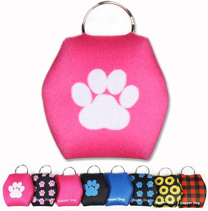 Dapper Dog - Dog Tag Silencer with Tag Ring (Pink with Large White Paw Print) (Pink)