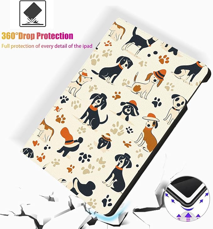 for Microsoft Surface Go 4/3/2/1-10.5" 2021 Tablet Case,Auto Wake/Sleep,Adjustable Stand Protective Cover - Cartoon Dog Pattern