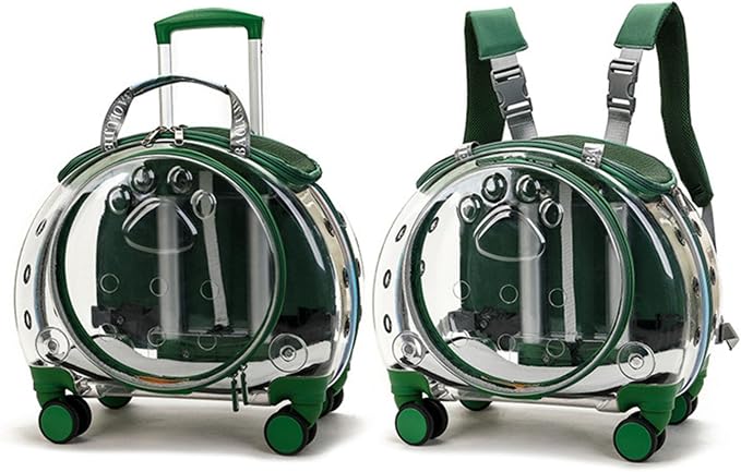 Pet Trolley Case with Ventilation Holes, Pet Carrier,Pet Rolling Carrier,Clear Window Pet Trolley Case,Pet Strollers for Small Dogs,Cat Carrier with Silent Wheels Telescopic for Travel Pink