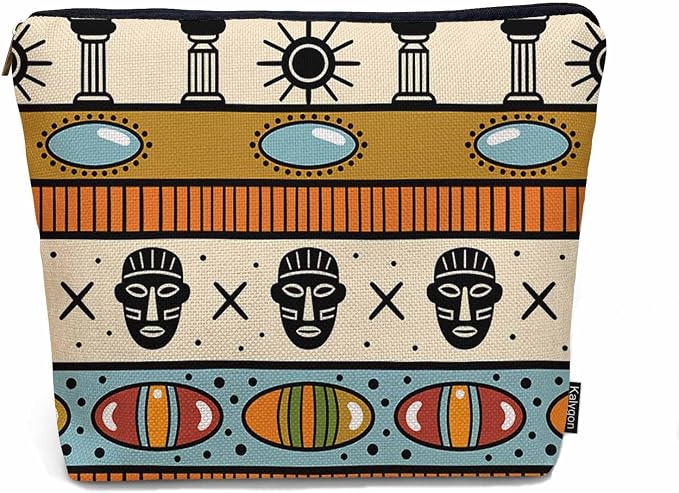 African Pattern Cosmetic Bag - Tribal Ethnic Makeup Toiletry Bags for Women