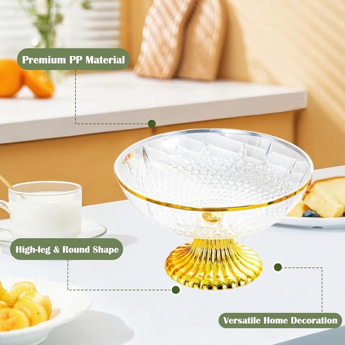 Decorative Pedestal Bowl Dessert Display Snack Tray Footed Fruit Bowl for Dining Table Kitchen Counter Home, B Clear