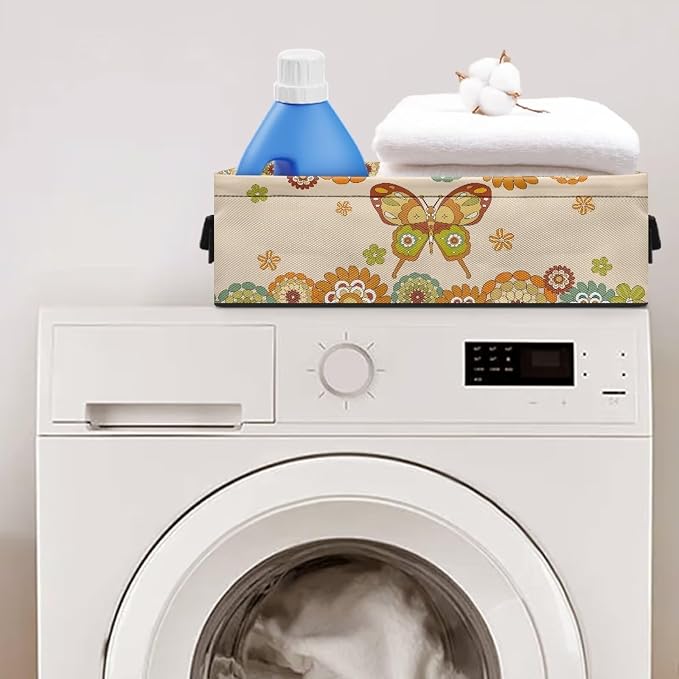 Butterfly Bohemian Toilet Paper Storage Basket for Back of Toilet, Decorative Bathroom Baskets Toilet Paper Baskets for Organizing Toilet Tank Baskets Tray Bathroom Accessories