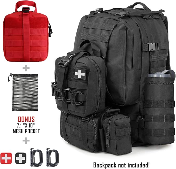 LIVANS 1000D First Aid Bag Empty, Medical Ifak Pouch for Emergency & EMT | Molle Compatible, Rip-Away & Quick-Release Design, Versatile for Tactical, Camping, Hiking and Travel