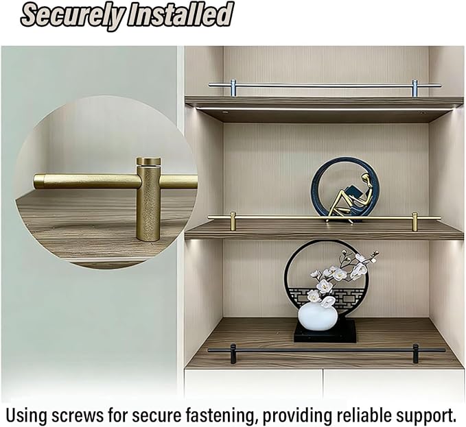 Boohelf Guard Rail Set - Adjustable Shelf Tipping Rail, Easy Install Cabinet Fence for Kitchen & Bathroom Organization, Durable Round Bar for Child Safety & Decor