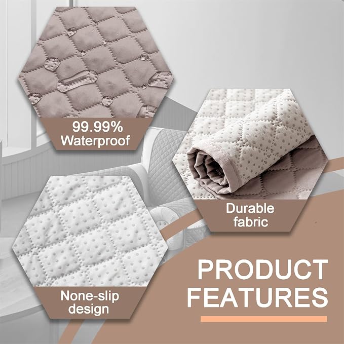 Water-Resistant Sofa Armrest and Headrest Covers with Side Pocket | Keep remotes close quilted polyester helps guard against wear, pet scratches, and kids' messes silicone backing adds grip