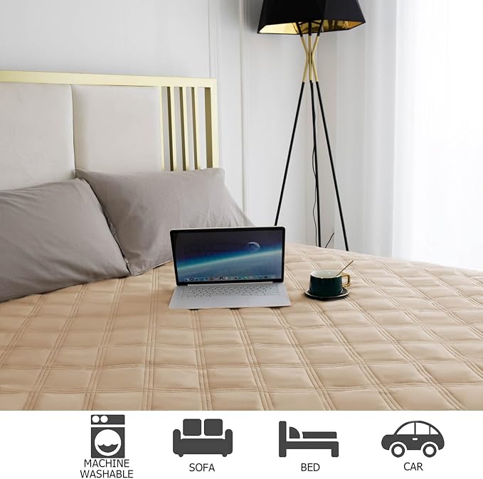 Ameritex Waterproof Dog Bed Cover Pet Blanket with Anti-Slip Back for Furniture Bed Couch Sofa (40x50 Inch (Pack of 1), Beige)