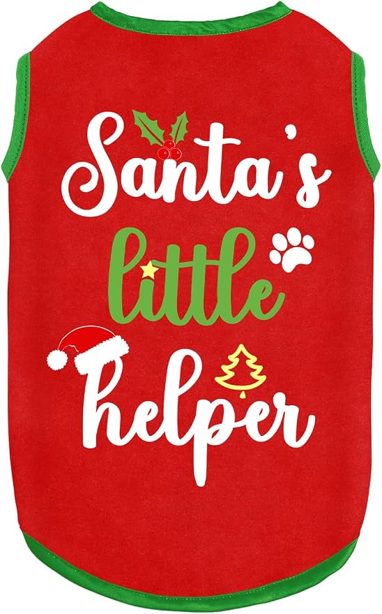 Dog Shirt Soft Cotton Dog Christmas Shirt Stretchy Lightweight T-Shirts Sleeveless Vest Pet Clothes for Small Medium Large Dogs Cats