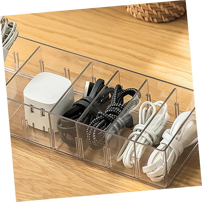 Mikikit 1pc Multi-grid Cable Storage Box Wire Organizer for Practical Cord Management Pet Material Keeps Cables Tidy and Accessible