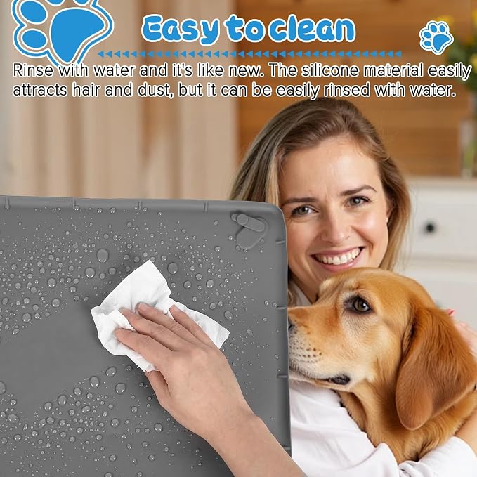 Pee Pad Holder for Dogs, 36" x 25" Non-Slip Silicone Dog Puppy Pad Holder, No Spill Raised Lip High Edge,Portable, Magnetic fixation，Leak-Proof Mat Holder, Square Potty Trays for Home Floor Protection