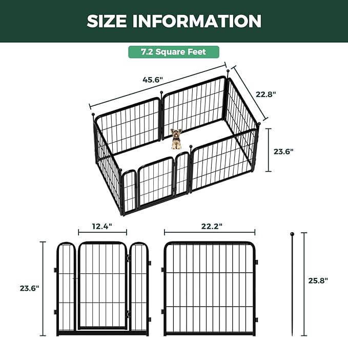 FXW Rollick Dog Playpen, Indoor, Yard & RV Camping, 24" H, 6 Panels | Easy setup, Heavy-duty, DIY layouts, Walk-through gate, for Puppies & Small Dogs, Patented