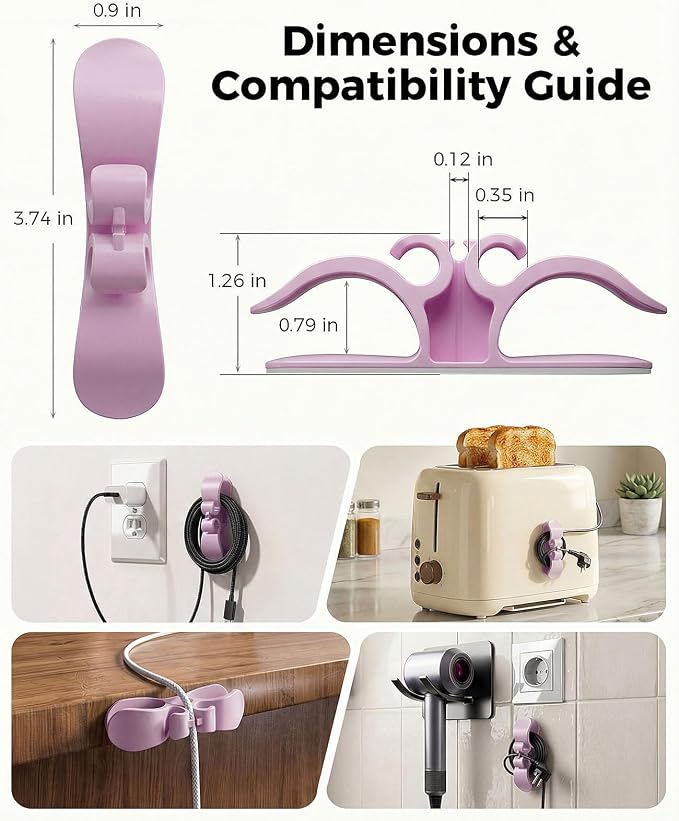 6PCS Cord Organizer for Appliances, Upgraded Kitchen Appliance Cord Organizer Stick On Appliance Wire Organizer Wire Holder for Kitchen Appliances Mixers, Coffee Maker, Pressure Cooker & Microwaves