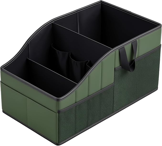 WHHMK Sturdy Leather Car Storage Support Up to 33 LB of Weight, Green | Car Backseat Organizers, Front Seat Organizer, Floor Organizer and Storage Used for SUV Truck Toy Snack Water Bottle Holder