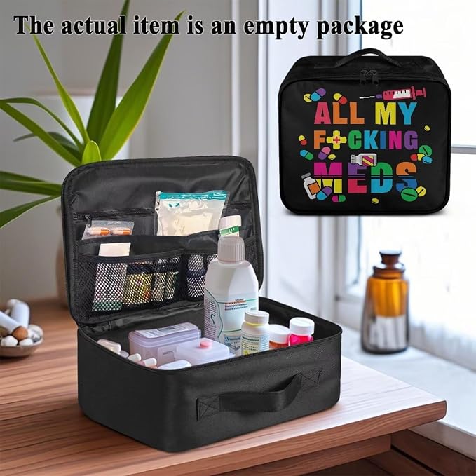 Empty First Aid Bag Black Medical Bag Empty Large Capacity for Home Office and Travel Use Lightweight Washable Soft Fabric Organizational Pouch for Emergencies