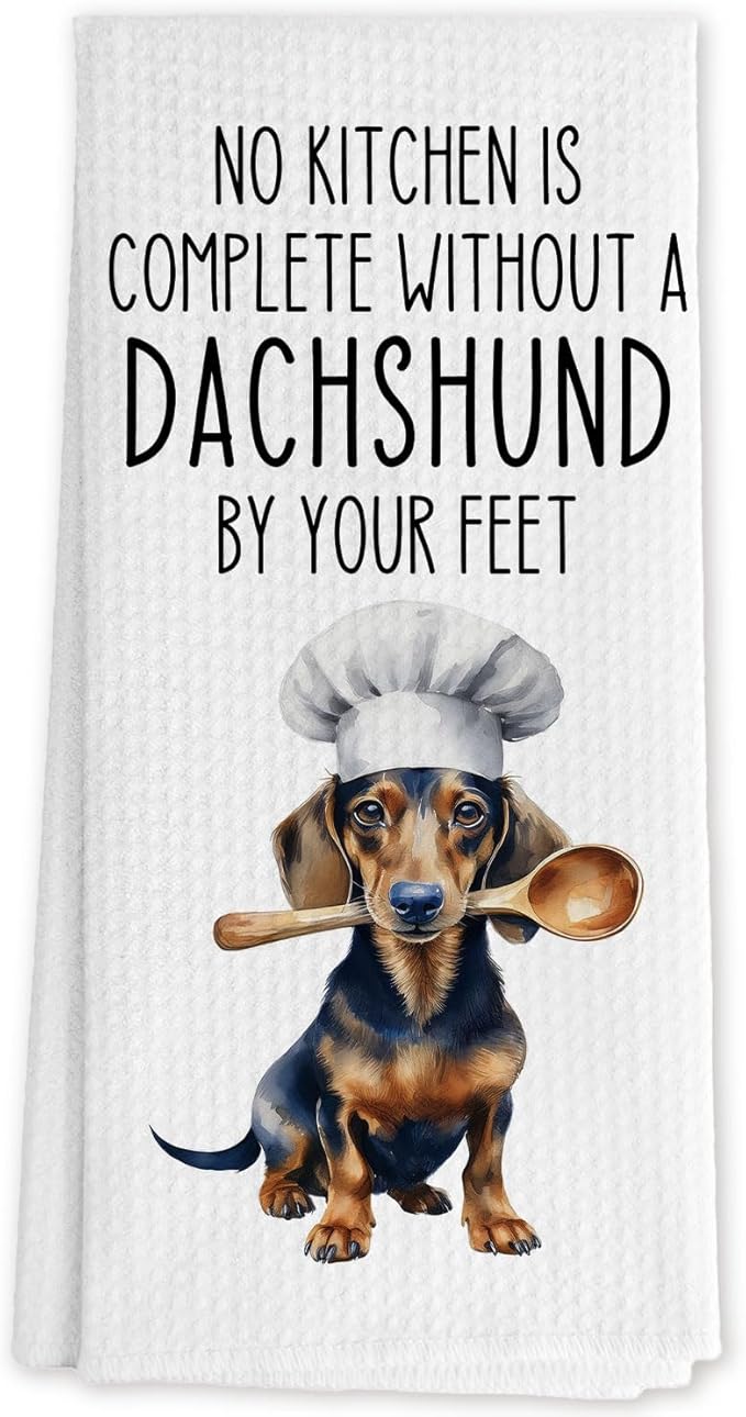 Funny Dachshund Kitchen Towels, Weiner Dog Gifts for Women Men Dish Tea Towels for Kitchen Decor, Gifts for Dachshund Lovers Decorative Hand Towels, 16x24 Inch
