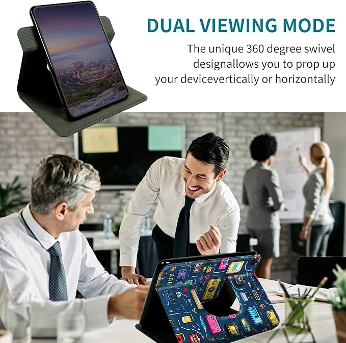 Case for Samsung Galaxy Tab A 8.4" 2020 SM-T307, 360 Degree Rotating Stand with Multi-Angle Vertical & Horizontal Viewing Shockproof Protective Shell for Women Men, Retro Radio