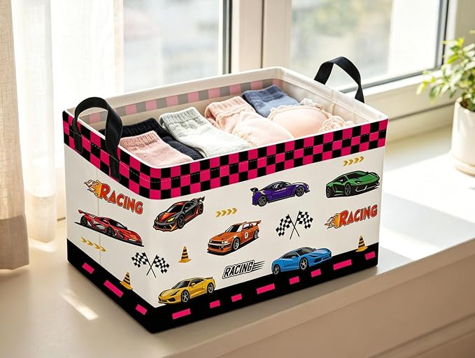 Rectangle Kids Baskets Car Basket Cute Storage Bin Organizer Boys Box for Room Decor Gift Basket(Car)