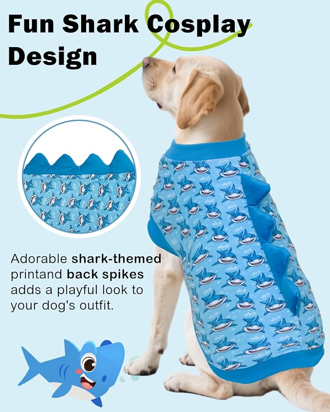 CuteBone Dinosaur Costume Dog Shirt, Stretchy Velvet T-Shirt Clothes for Large Dogs, Soft & Breathable Pet Tee Outfit Pitbull Apparel for Daily Wear, Cozy Pullover Design Big Dog Fashion COSBX04-4XL