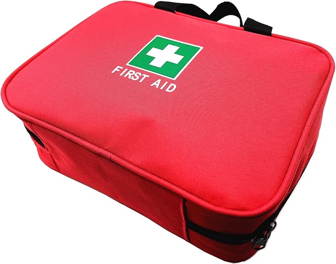 Red First Aid Bag Empty Travel Rescue Pouch Medical Bags First Responder Storage Compact Survival Medicine Emergency Bag for Car Home Office Kitchen Sporting Outdoor (Zipper MHS)